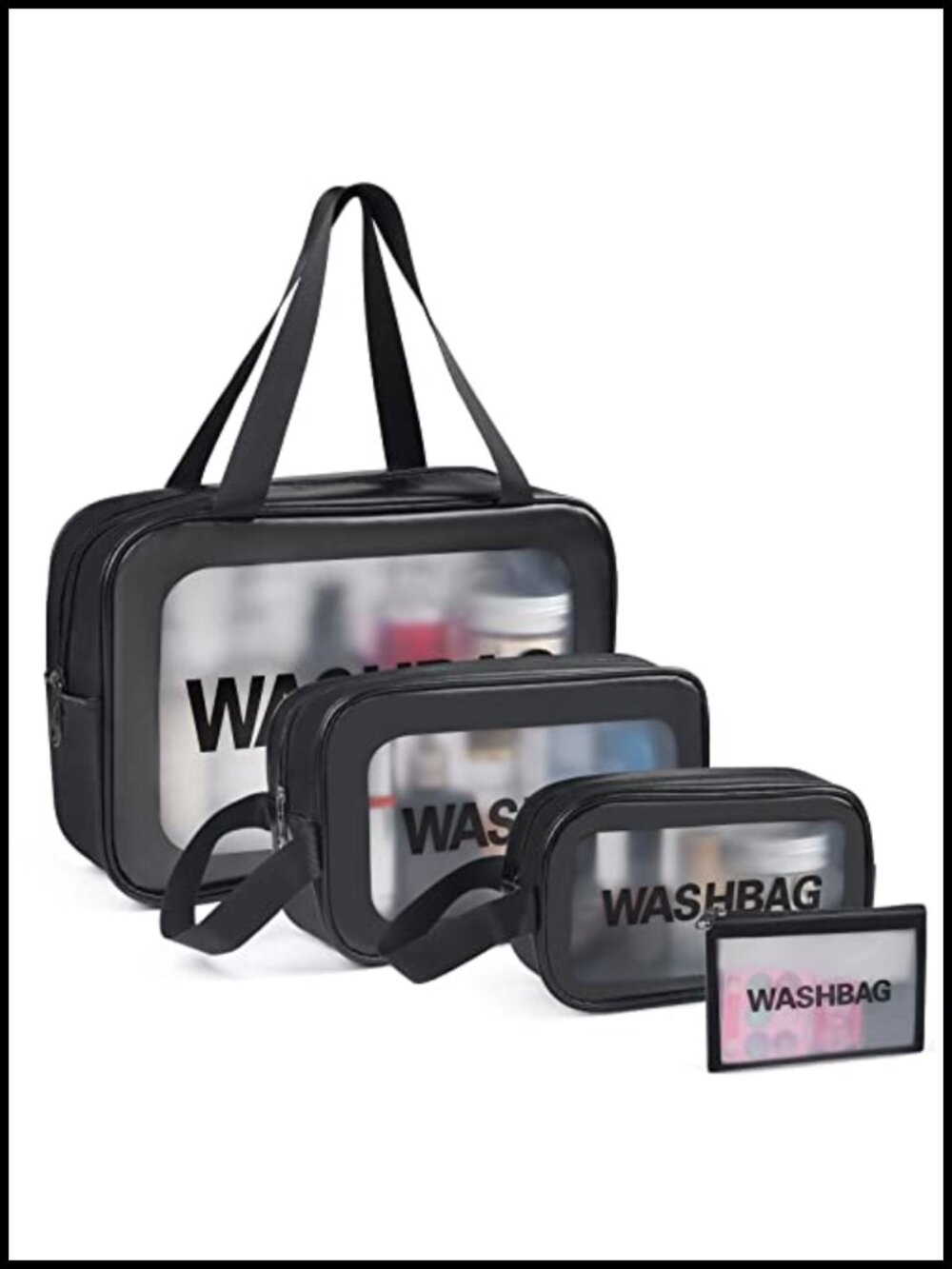 PU Leather Toiletry Bags Set with Handle Waterproof Travel Cosmetic Bags